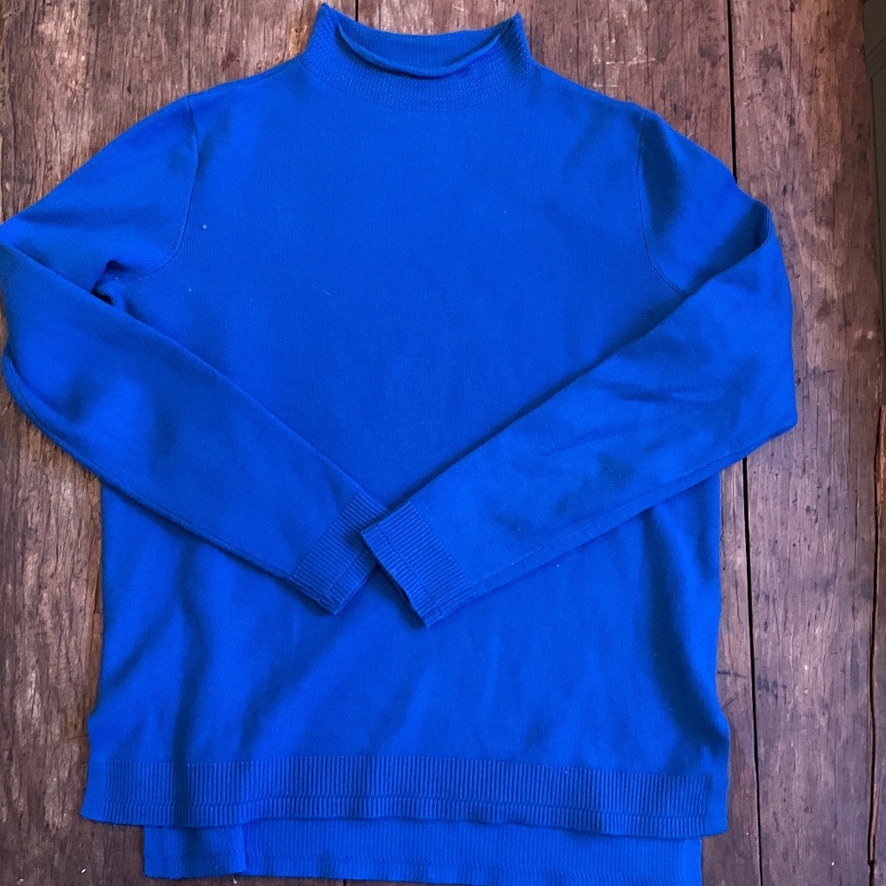 M&S Mock Neck Blue Sweater Size S